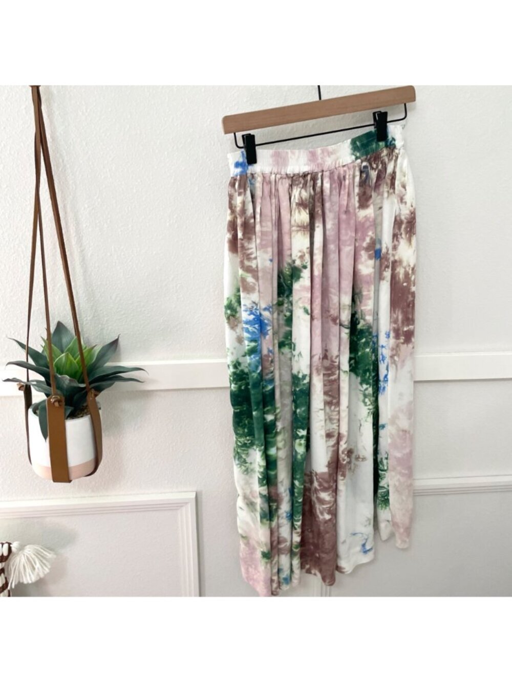 S/W/F Watercolor Maxi Shirt Size S Colorful Flowy - Picture 3 of 7